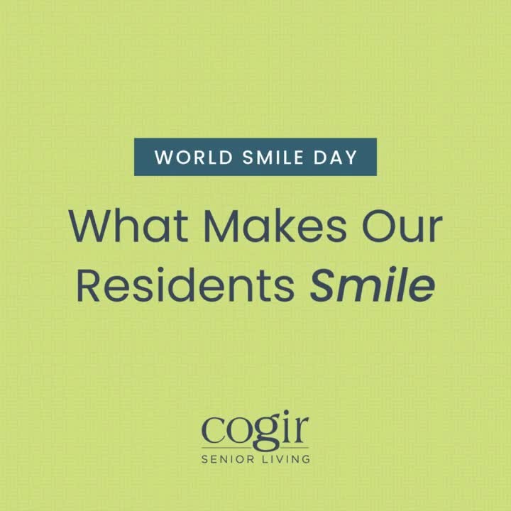 Happy World Smile Day! At Cogir of South Bay, we celebrate the joy and happiness that bring smiles to our residents’ faces every day. Here are a few things that light up their lives. 🌟