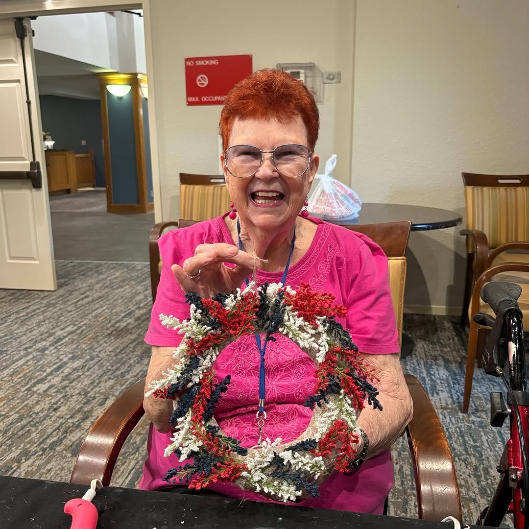 The residents are getting ready to decorate for 4th of July here at the Windham with their festive wreaths!❤️🤍🩵