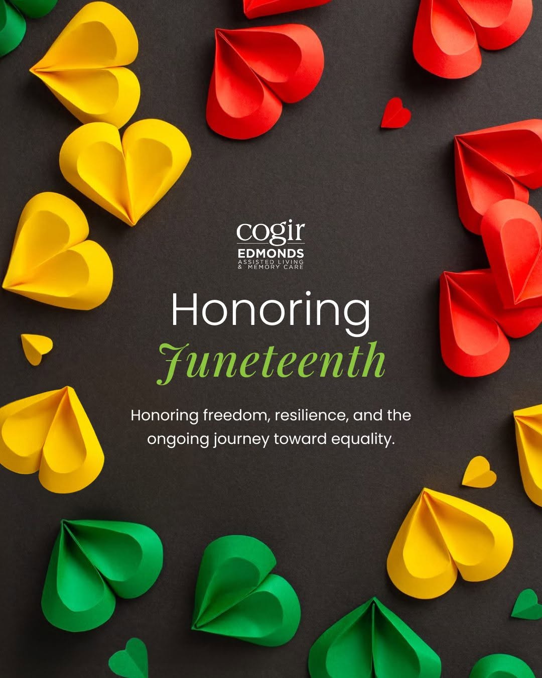 Juneteenth marks an important moment in history and a continued commitment to reflection, recognition, and progress. Today, we honor the significance of this day and the resilience, strength, and contributions of Black communities.❤️💛💚