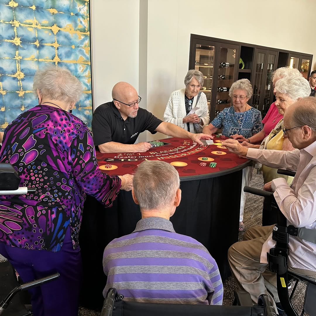 Our Cadence Chandler community came together for an afternoon of fun, friendly competition, and giving back during our Casino Day fundraiser! Thanks to the generosity of our residents, families, team members, and guests, we raised funds for the Alzheimer’s Association as part of the Doing What We Love to End ALZ campaign. Every dollar raised helps support Alzheimer’s care, advocacy, and research, bringing us one step closer to a world without Alzheimer’s. A heartfelt thank you to everyone who attended, volunteered, and donated. Together, we’re proving that when a community comes together, we can make a meaningful difference—one chip at a time. 💜 #DoingWhatWeLoveToEndALZ #EndALZ #AlzheimersAssociation #CadenceChandler #SeniorLiving #CommunityStrong #Fundraiser #MakingADifference