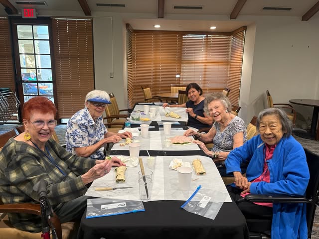 Our residents are back at Kitchen Creations! This week they made turkey roll-ups for a fresh summer snack!🌞