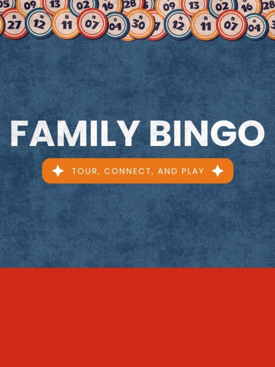 Bright and inviting bingo-themed graphic promoting a family-friendly community event.