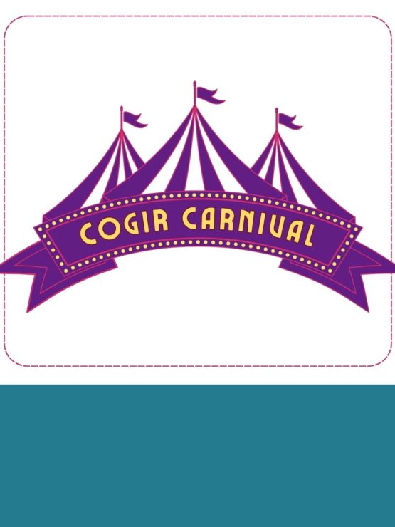 Festive carnival tent illustration with a welcoming banner inviting community celebration.