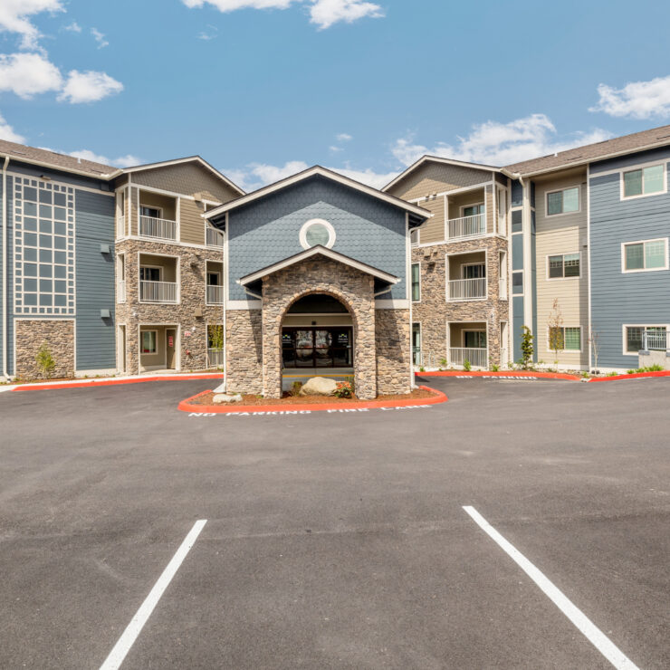Spacious and welcoming retirement community with modern design and peaceful surroundings.