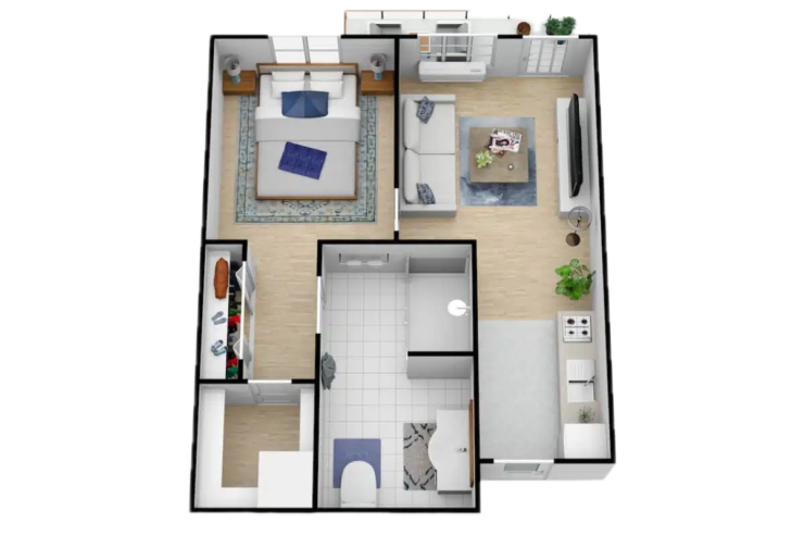 Bright and inviting one-bedroom apartment with open living space and modern amenities.