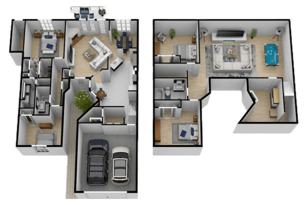 Spacious two-bedroom home with open living areas, inviting basement, and ample natural light.