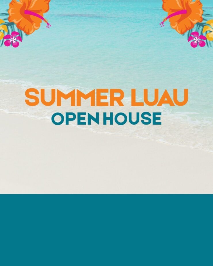Beach-themed summer luau event promoting a welcoming and vibrant community gathering.