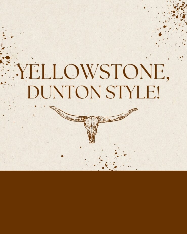 Rustic western-style design with a longhorn skull illustration and welcoming text.