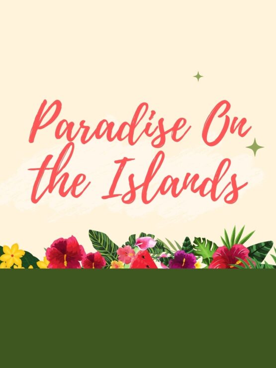 Tropical theme with vibrant flowers and leaves, promoting a lively and welcoming community event.