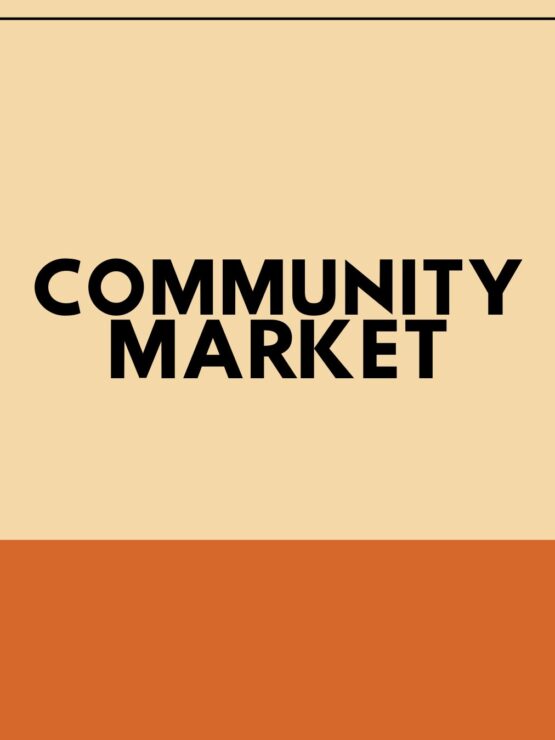 Bright community space where residents gather for friendly market events and socializing
