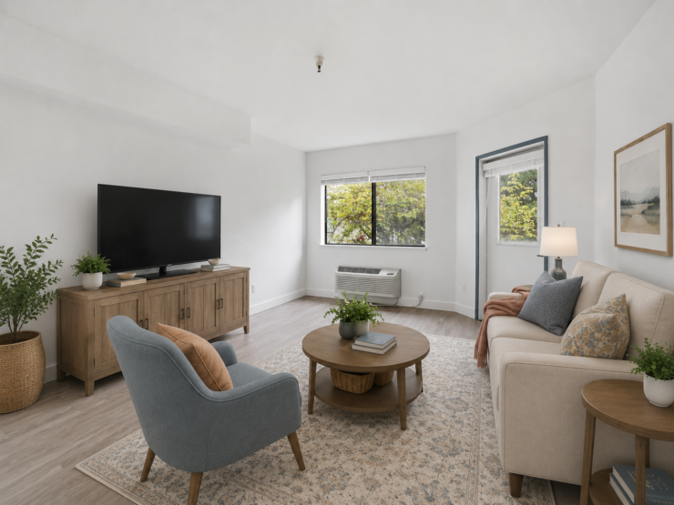 Bright and inviting living area with comfortable seating, natural light, and warm décor.
