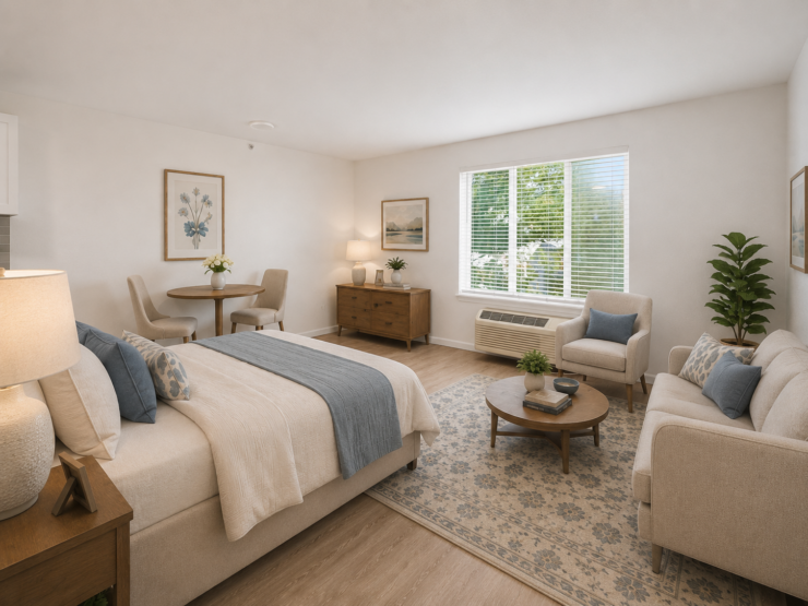 Bright and inviting living space featuring comfortable seating, natural light, and warm decor.