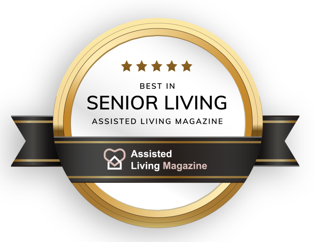 Five-star award badge for excellence in senior living by Assisted Living Magazine