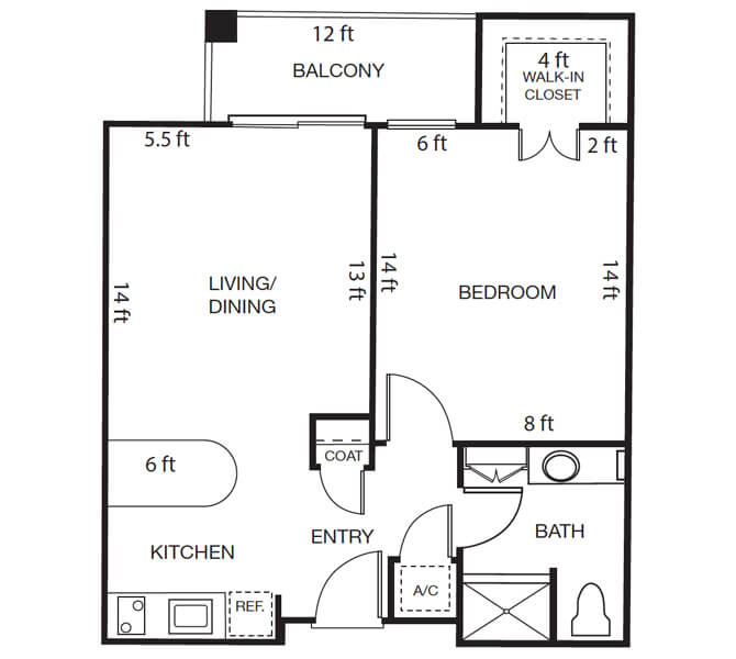 Windham 1 bedroom floorplan