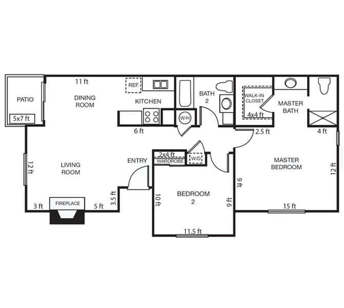 Windham 2 bedroom layout