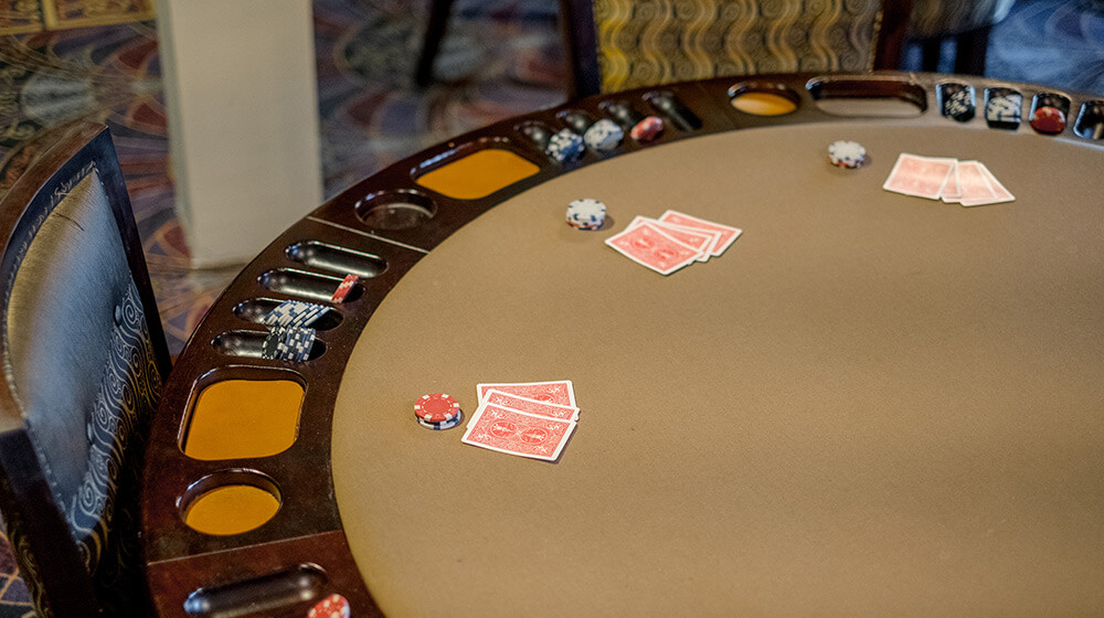 Indoor view of Andara common area poker table