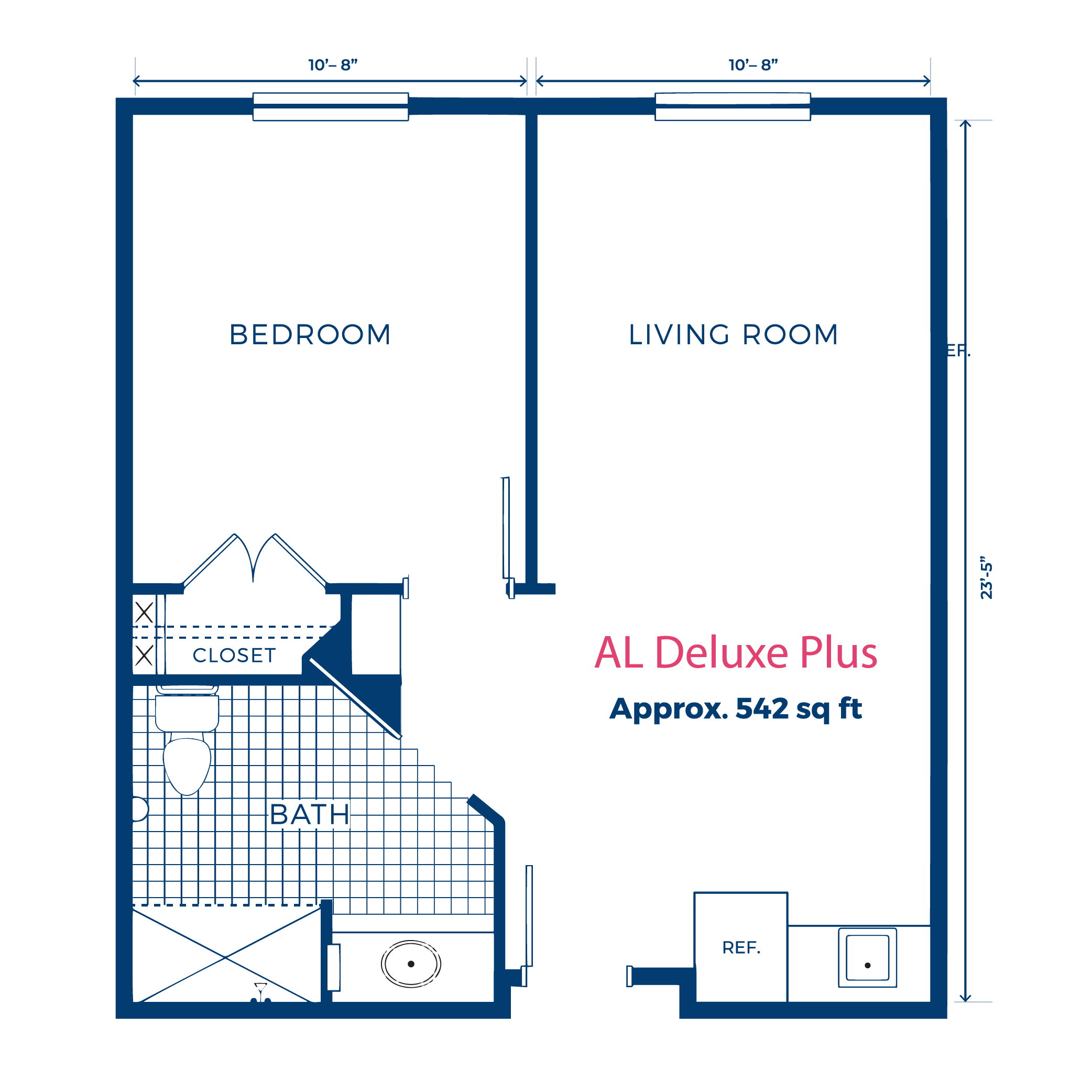 Georgian Lakeside Floorplans - AL Deluxe Plus 542 Sq Ft