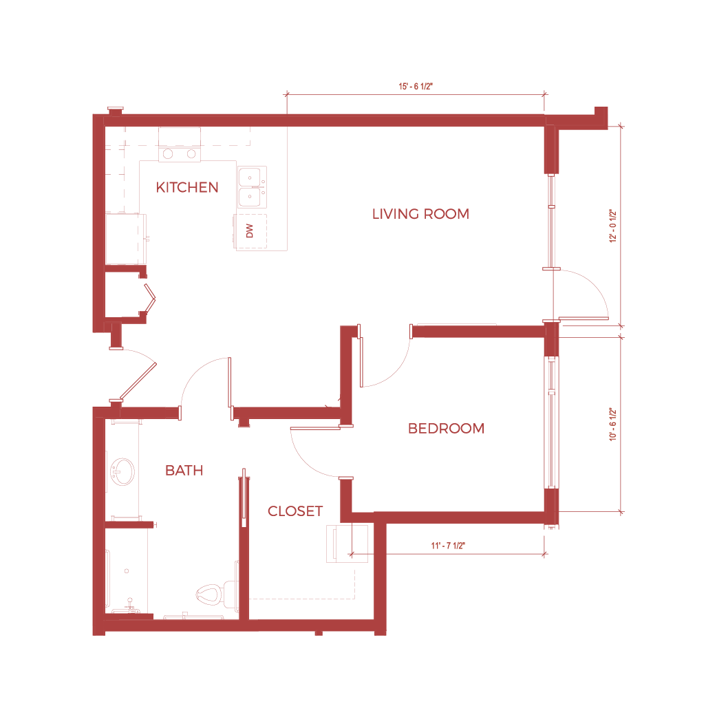 ACOYA Cherry Creek Floor Plans | The Ruby Hill | Unit 1F | 720 sq. ft.