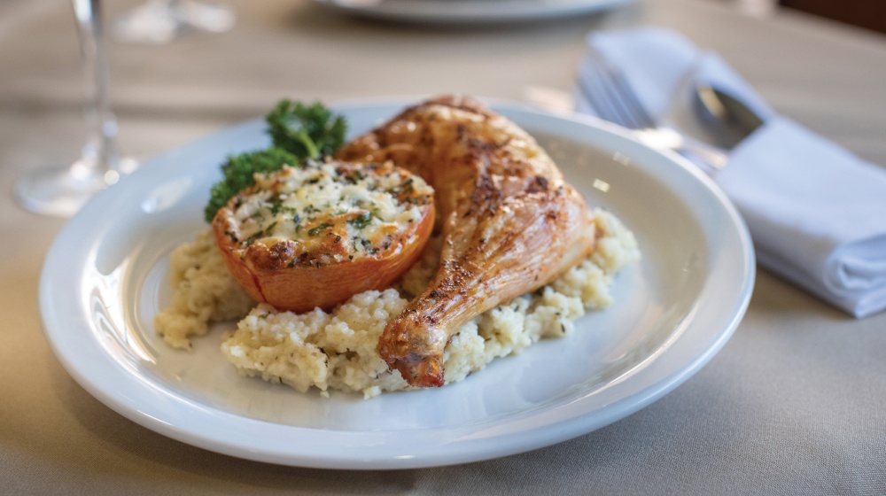 ENCORE Culinary Services, chicken over risotto